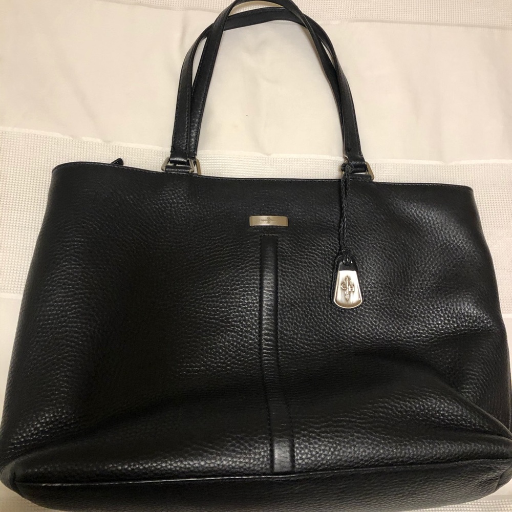 Cole haan black leather tote bag